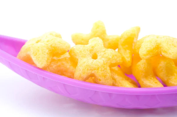 Cornflakes Met Een Schaal Witte Achtergrond Geïsoleerd — Stockfoto