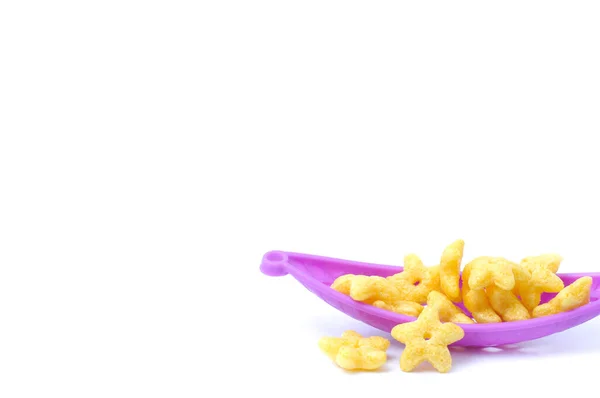 Cornflakes Met Een Schaal Witte Achtergrond Geïsoleerd — Stockfoto