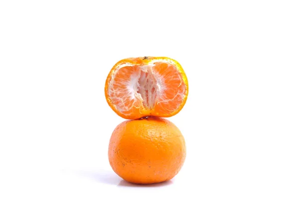 Frische Orange Isoliert Auf Weißem Hintergrund — Stockfoto