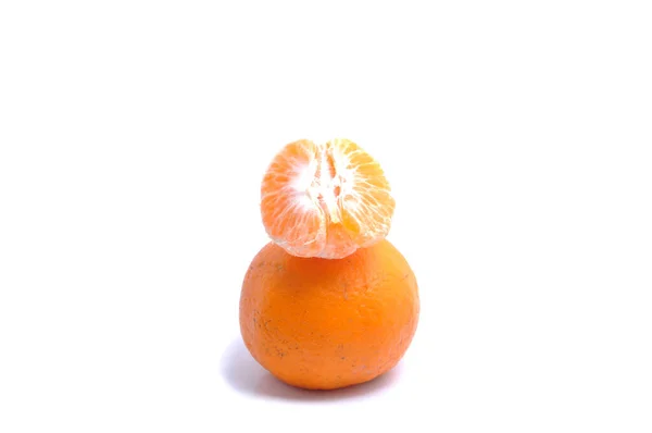 Fruta Laranja Isolada Sobre Fundo Branco — Fotografia de Stock