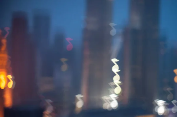 Bokeh Light Blur Modern City Skyline Background — Stock Photo, Image