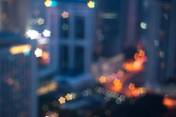 Bokeh Light Blur Modern City Skyline Background — Stock Photo, Image