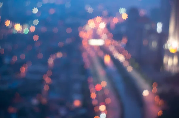 Bokeh Licht Wazig Moderne Stad Skyline Achtergrond — Stockfoto