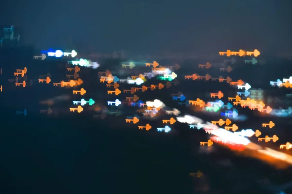 Bokeh Licht Und Verschwimmen Moderne Stadt Skyline Hintergrund — Stockfoto