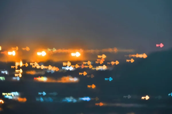 Bokeh Licht Und Verschwimmen Moderne Stadt Skyline Hintergrund — Stockfoto