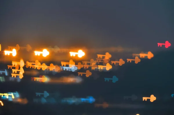 Bokeh Licht Und Verschwimmen Moderne Stadt Skyline Hintergrund — Stockfoto