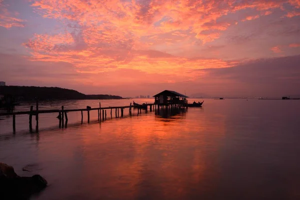 Fishing jetty during sunset