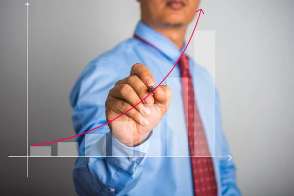 Businessman Hand Drawing Graph White Background — Stock Photo, Image