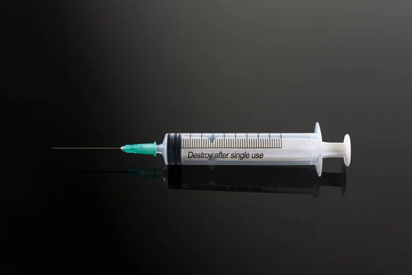 Syringe Black Background — Stock Photo, Image