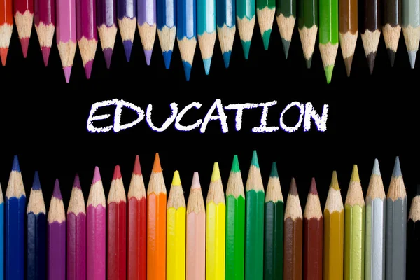Istruzione Composizione Matite Colorate — Foto Stock