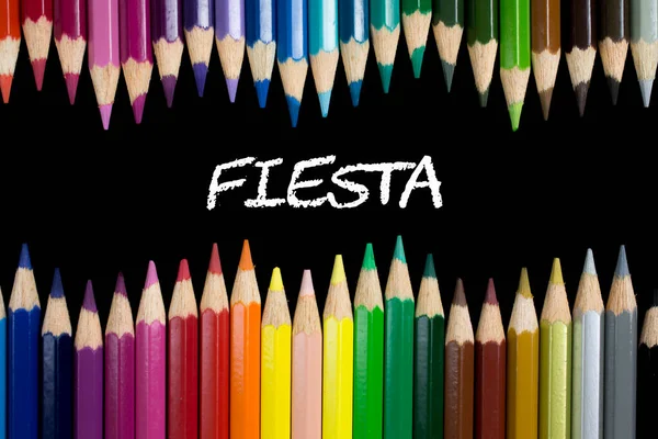 Fiesta Sammansättningen Färgade Pennor — Stockfoto
