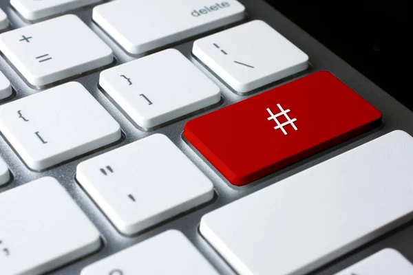 Palabra Hashtag Botones Teclado Rojo —  Fotos de Stock