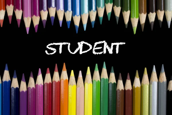 Estudante Composição Lápis Coloridos — Fotografia de Stock
