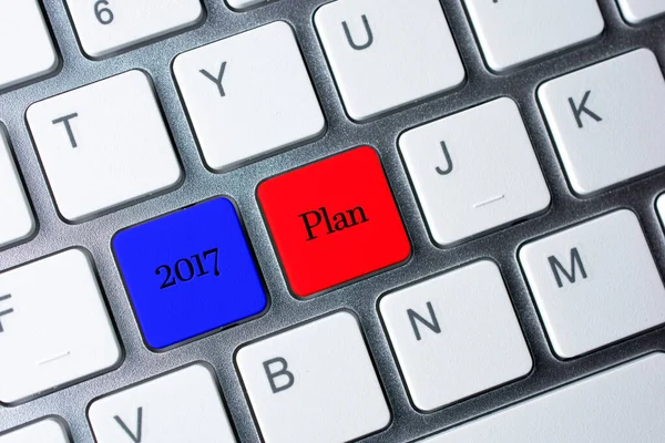 2017 Plan Taste Auf Weißer Computertastatur — Stockfoto