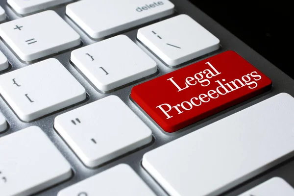 Juridiskt Begrepp Rättsliga Förfaranden Vitt Tangentbord — Stockfoto
