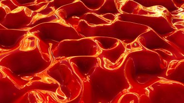 Yansımalı parlak kırmızı dalgaların soyut arkaplanı. 3d hazırlayıcı