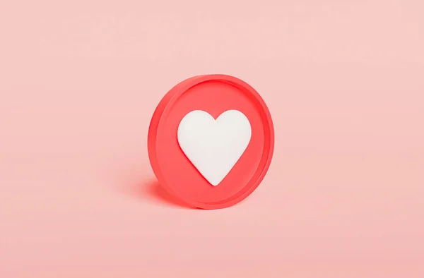 Weißes Herzsymbol Auf Rotem Kreis Mit Pastellfarbenem Hintergrund Darstellung — Stockfoto
