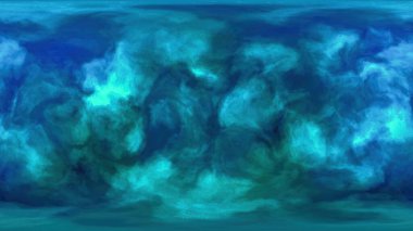Mavi nebula ve küçük yıldızlı uzay arkaplanı. 360 ortamın HDRI haritası. Eş dikdörtgen projeksiyon, küresel manzara. 3d hazırlayıcı