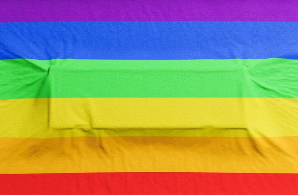 Bandeira Orgulho Gay Com Tecido Retangular Relevo Para Colocar Texto — Fotografia de Stock