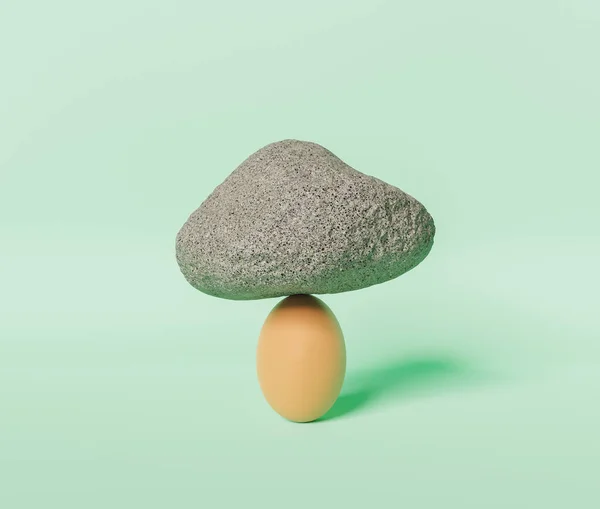 Minimalist Scene Egg Heavy Rock Top Pastel Background Render — Stockfoto