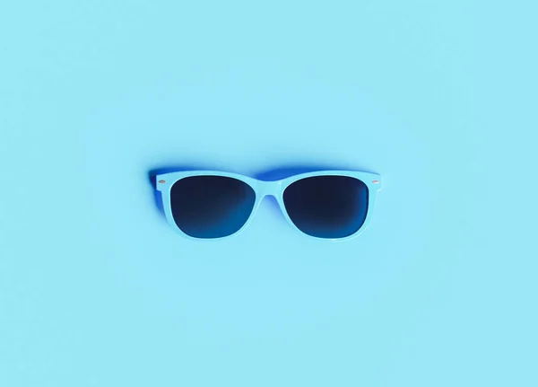 Minimalistischer Sommerhintergrund Mit Blauer Sonnenbrille Darstellung — Stockfoto