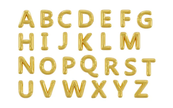 Letras Balão Dourado Isolado Fundo Branco Fácil Recorte Renderização — Fotografia de Stock