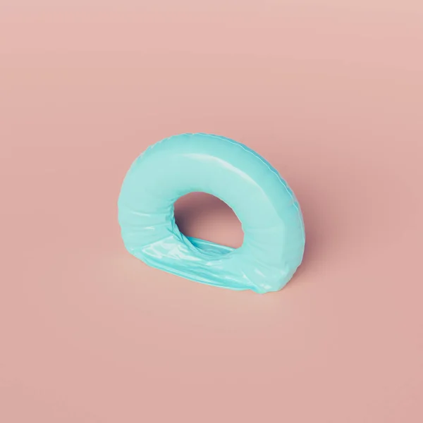 Deflated Basen Float Ring Pastelowym Tle Minimalna Scena Koncepcja Końca — Zdjęcie stockowe