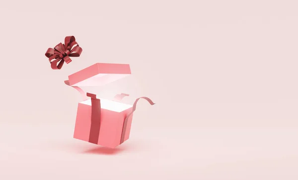 open gift box with light coming out of it and space for text. 3d render