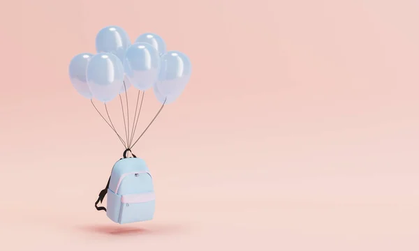 School Backpack Balloons Floating Air Concept Back School Education Render — 图库照片