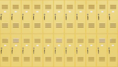 back to school background with yellow locker pattern. education concept. 3d render