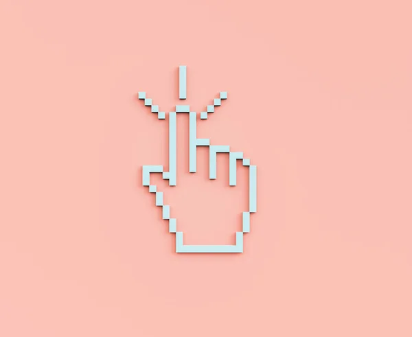 Pixel Mão Cursor Fundo Pastel Renderização — Fotografia de Stock