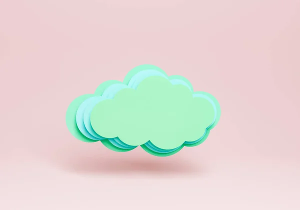 在极简主义的背景上漂浮着平坦的云彩 3D渲染 — 图库照片