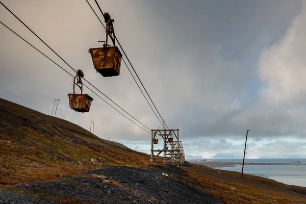 Velho Caminho Para Transporte Carvão Partir Minas Longyearbyen Assentamento Mais — Fotografia de Stock