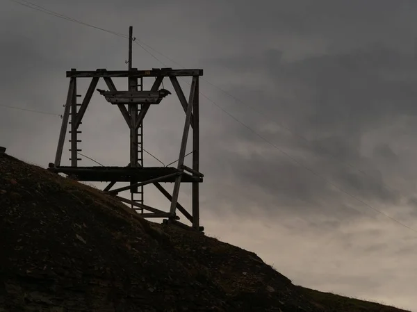 Longyear Daki Madenlerden Kömür Taşımak Için Kullanılan Eski Kablo Dünyanın — Stok fotoğraf