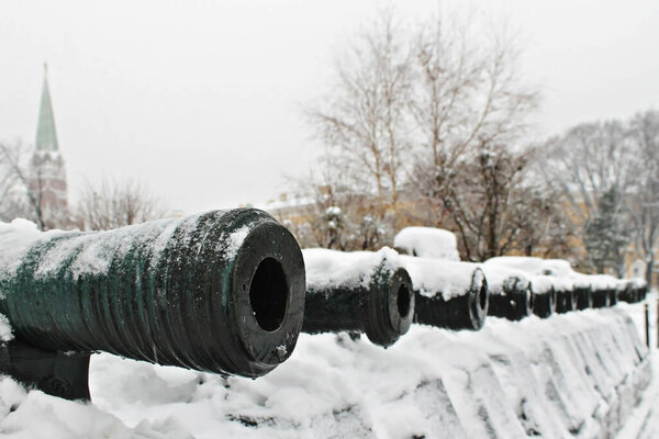 Cannons on the territory of the Kremlin in Moscow