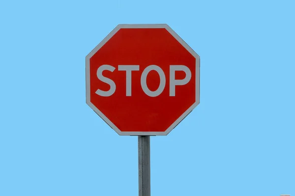 Stop Road Sign Close — Fotografia de Stock
