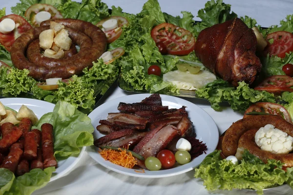 Brazilian feijoada meal Linguica pork knee — Stock Photo, Image