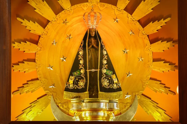 Skulptur Bilden Our Lady Aparecida Jesu Mor Den Katolska Religionen — Stockfoto