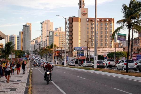 Natal Rio Grande Norte Brasilien Januar 2021 Fußgänger Und Autoverkehr — Stockfoto
