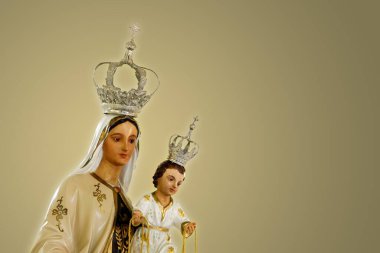 Statue of the image of Our Lady of Carmel, Nossa Senhora do Carmo, mother of God in the Catholic religion clipart