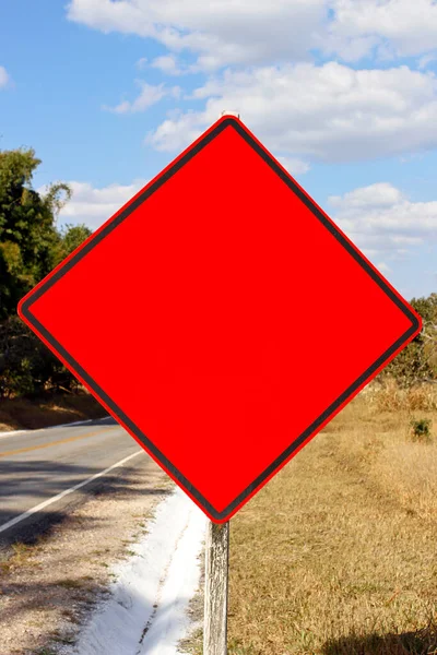 Rosso Segno Traffico Vuoto Mockup Senza Indicazione Allarme — Foto Stock