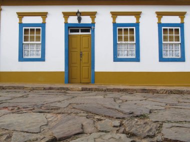 Tiradentes, Minas Gerais, Brazil - July 07, 2018: houses and characteristic architecture in the city historic Tiradentes, interior of Minas Gerais