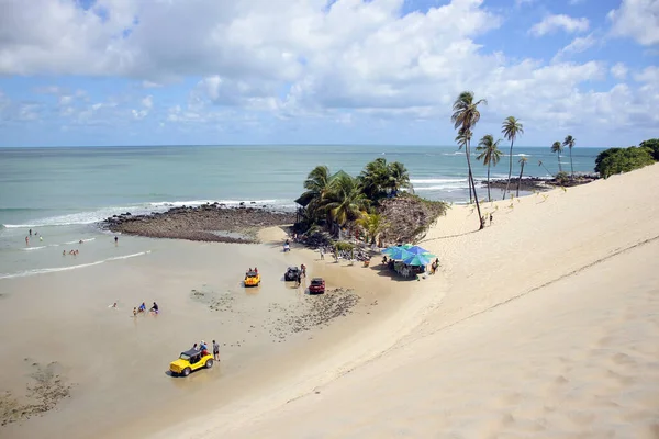 Extremoz, Rio Grande do Norte, Brezilya - 16 Ocak 2021: Genipabu Dunes, turizm merkezi Natal, kuzeydoğu Brezilya.