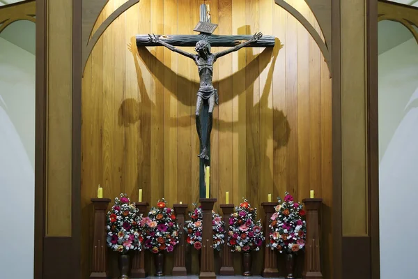 Oliveira Minas Gerais Brasil Junho 2021 Altar Decorado Igreja Catedral — Fotografia de Stock