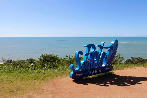 Porto Seguro Bahia Brasil Julio 2021 Llegada Tarjeta Señalización Turística — Foto de Stock