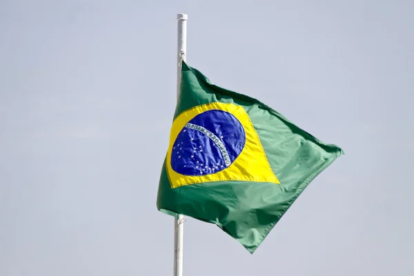 Bandeira do Brasil em detalhe e movimento — Fotografia de Stock