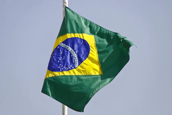 Bandera de Brasil en detalle y movimiento — Foto de Stock