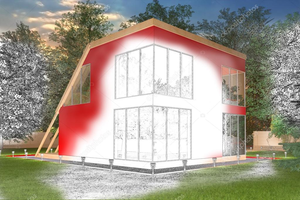 Rode tekening huisje met verlichting — Stockfoto © gamespiritlife ... Rode tekening huisje met verlichting — Stockfoto © gamespiritlife ...