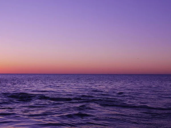 Violet Pink Sea Soft Waves Gentle Sunset Beautiful Sea Water — Stock Photo, Image