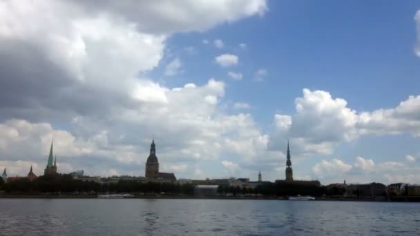 City Riga panorama zaman atlamalı — Stok video